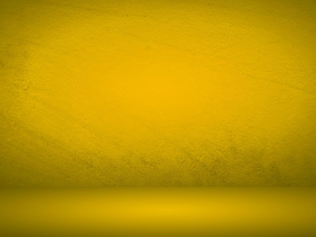 Abstrakter glatter gelber Studioraumhintergrund, der für Produktanzeige, Fahne, Schablone verwendet wird