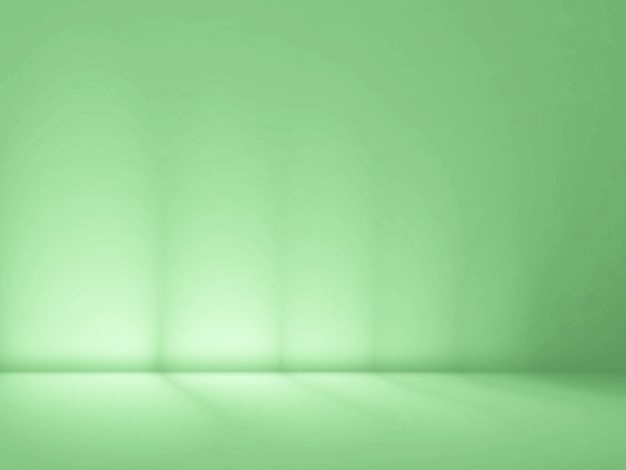 Abstrakter glatter grüner Studioraumhintergrund, der für Produktanzeige, Fahne, Schablone verwendet wird