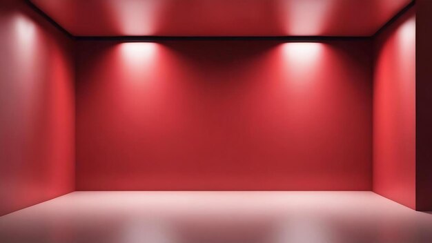 Abstrakter, glatter roter Studioraumhintergrund, der für die Bannervorlage für die Produktpräsentation verwendet wird