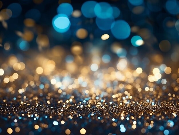 Abstrakter glitzernder Lichterhintergrund in Gold und Blau