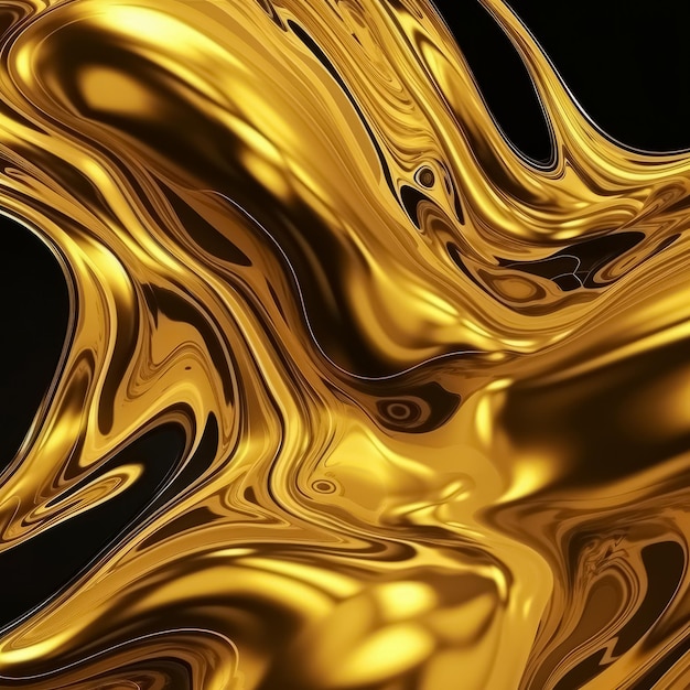Abstrakter goldener flüssiger welliger Hintergrund Metallisches dynamisches Design Generative KI