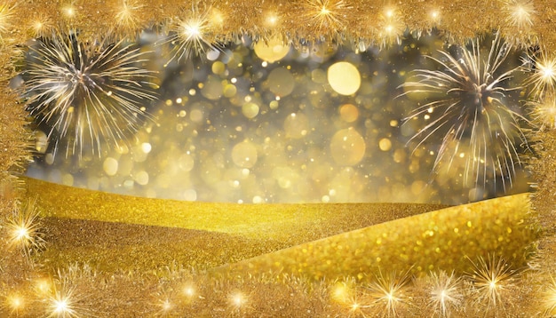 Abstrakter Goldglitzer-Hintergrund mit Feuerwerk