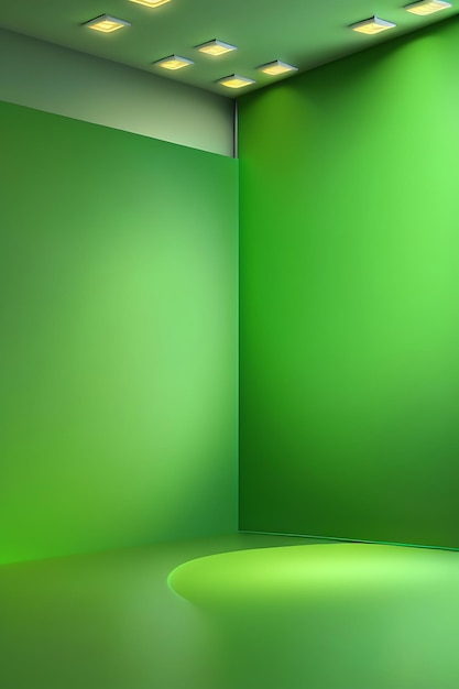 Abstrakter grüner Studiohintergrund für die Produktpräsentation Wand mit Fensterschatten