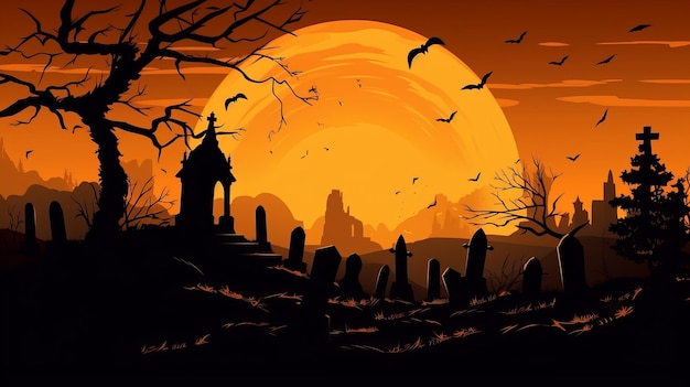 Abstrakter Halloween-Hintergrund von Graveyard AI Generation