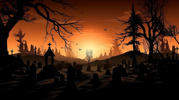 Abstrakter Halloween-Hintergrund von Graveyard AI Generation