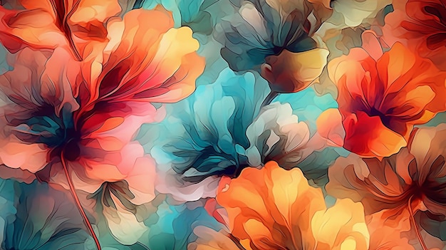 Abstrakter Hintergrund Alkohol Tinte bunte Blumen Generative KI-Kunst Generative KI