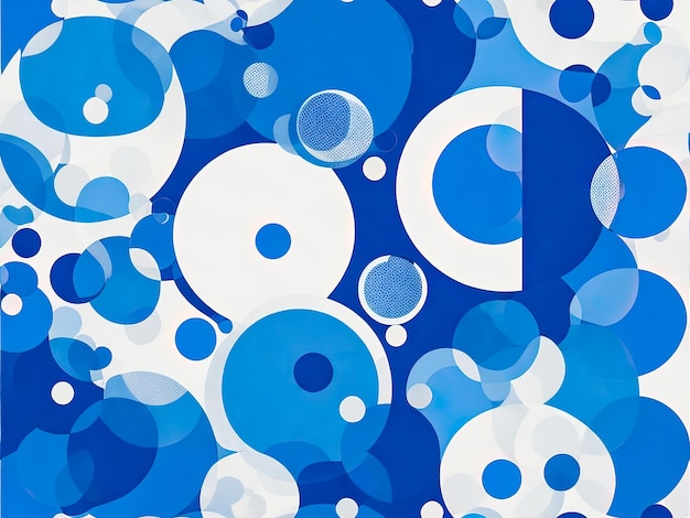 Abstrakter Hintergrund aus blauen und weißen Kreisen mit verschiedenen Kreisen darin