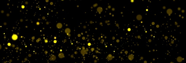 Abstrakter Hintergrund aus goldenen glitzernden Lichtern. Defokussiertes goldenes Bokeh auf schwarzem Hintergrund