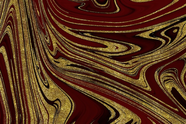 Abstrakter Hintergrund aus rotem und goldenem Marmor