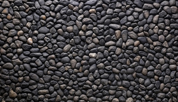 Abstrakter Hintergrund aus schwarzen Kieselsteinen auf schwarzer Oberfläche angeordnet