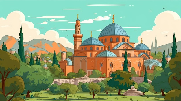 Abstrakter Hintergrund Byzantinisches Reich Fesselnde Illustration in einem Bannerdesign, das die Pracht und architektonischen Wunder der generativen KI des Byzantinischen Reiches zeigt