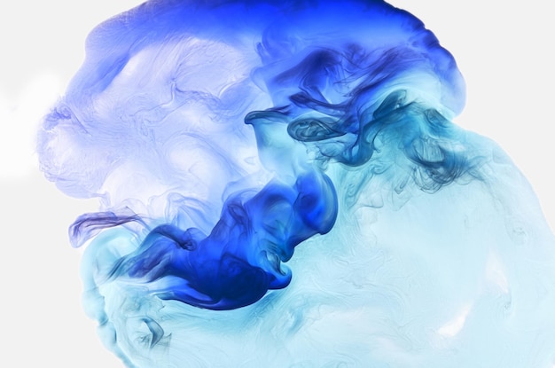 Abstrakter Hintergrund der flüssigen flüssigen Kunst Blaue Acrylfarbe unter Wasser galaktischer Rauchozean