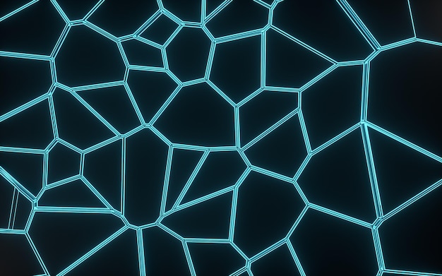 Abstrakter Hintergrund der glühenden Voronoi-Textur 3D-Rendering