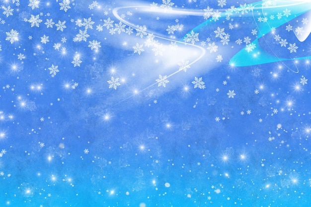 Abstrakter Hintergrund des Winters - Schneeflocken auf einem blauen Hintergrund und Platz zum Kopieren.