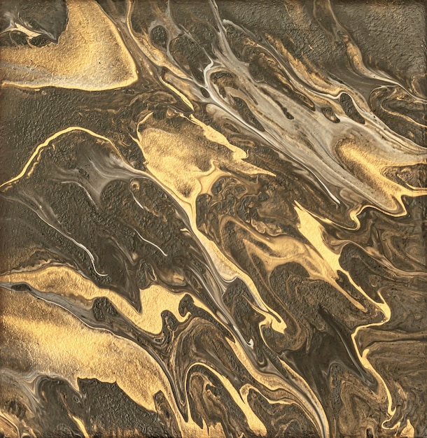 Abstrakter Hintergrund im Fluidart-Stil in den Farben Schwarz, Weiß und Gold für Hintergrundbanner