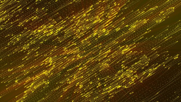Abstrakter Hintergrund in Gelb mit sich bewegenden Partikeln. Vektorillustration einer Idee für die digitale Zukunft