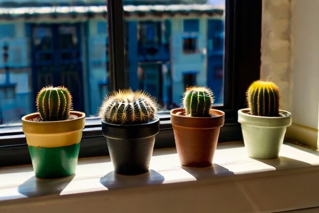 abstrakter Hintergrund Kaktus auf dem Fenster in dunklem Ton