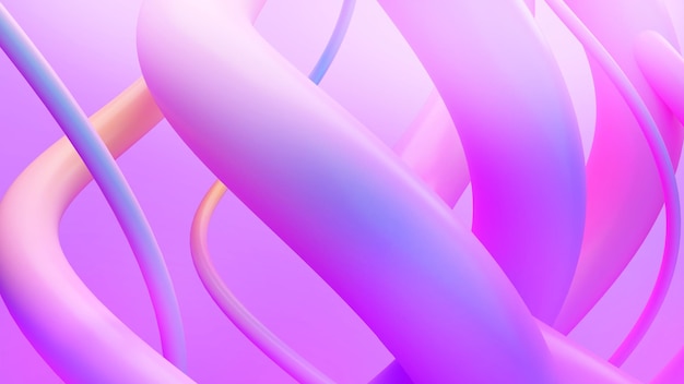 Abstrakter Hintergrund lila und mehrfarbige Bewegungslinien 3D-Rendering