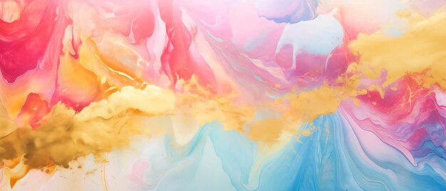 Foto abstrakter hintergrund mit aquarellfarben in blauer, rosa und gelber farbe