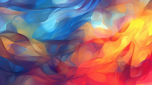 abstrakter Hintergrund mit blauen, orangefarbenen, gelben und roten Farben, der mit generativer KI-Technologie erstellt wurde
