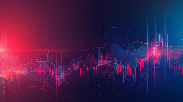 Foto abstrakter hintergrund mit börse- und handelsdiagramm mit kerzendiagramm generativ ai