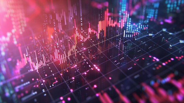 Foto abstrakter hintergrund mit börse- und handelsdiagramm mit kerzendiagramm generativ ai