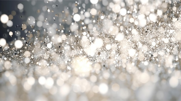 Abstrakter Hintergrund mit bokeh-defokussierten Lichtern und Schneeflocken