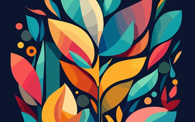 Abstrakter Hintergrund mit buntem Farbverlauf hinterlässt florale dekorative Vektorillustrationsgrafik