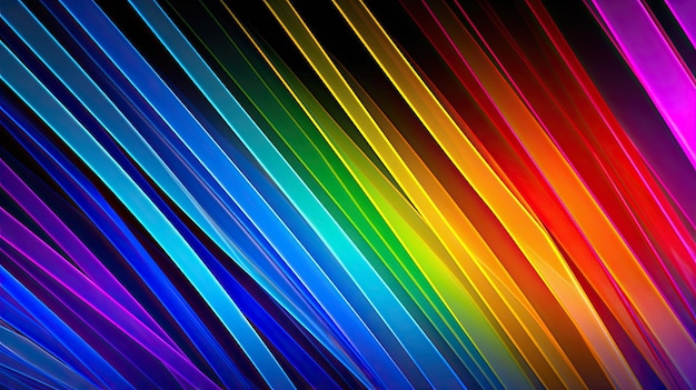 Abstrakter Hintergrund mit buntem Spektrum Regenbogen fröhliche leuchtende Farben Banner-Hintergrund Generative KI