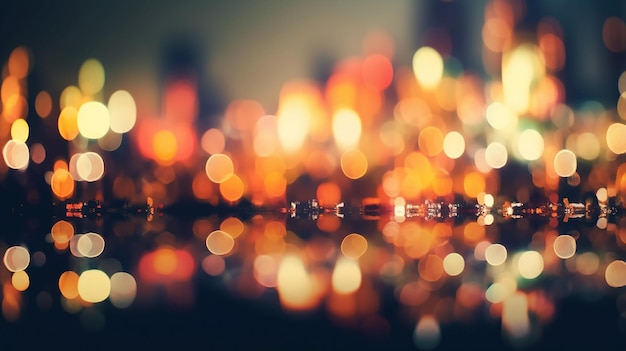 Abstrakter Hintergrund mit defokussierten Bokeh-Lichtern und generativer Stadt-KI