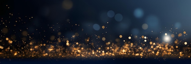 Abstrakter Hintergrund mit dunkelblauen und goldenen Partikeln Neujahrs-Weihnachtshintergrund mit goldenen Sternen