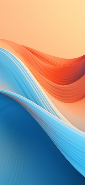 abstrakter Hintergrund mit einem gekrümmten Design in orange und blau generativ ai