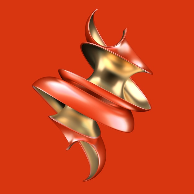 Abstrakter Hintergrund mit einer Form von Rot und Gold. 3D-Darstellung, 3D-Rendering.