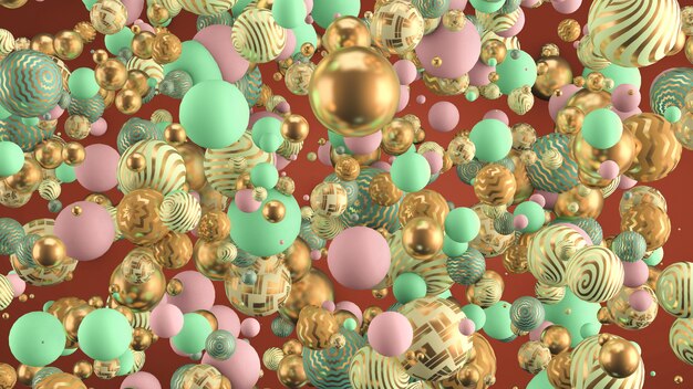 Abstrakter Hintergrund mit Elementen. 3D-Darstellung, 3D-Rendering.