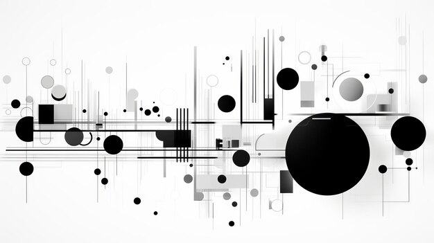 Abstrakter Hintergrund mit geometrischen Formen, Linien, Kreisen, Punkten, Bauhaus-Stil, Schweizer Ästhetik
