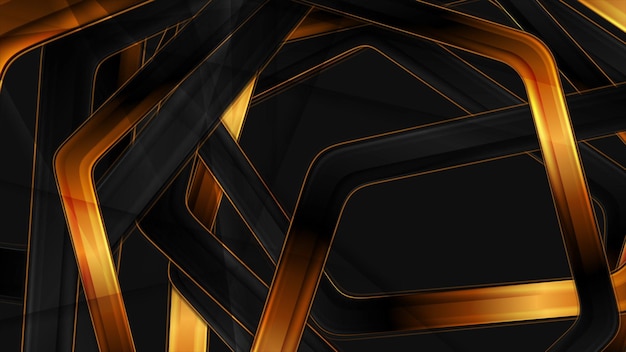 Abstrakter Hintergrund mit geometrischen modernen schwarzen glänzenden und luxuriösen goldenen Streifen
