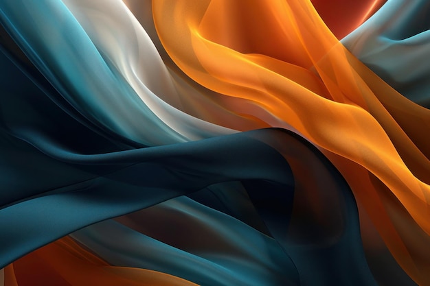 Abstrakter Hintergrund mit glatten Linien in blau-orange und schwarzer Farbe Generative KI