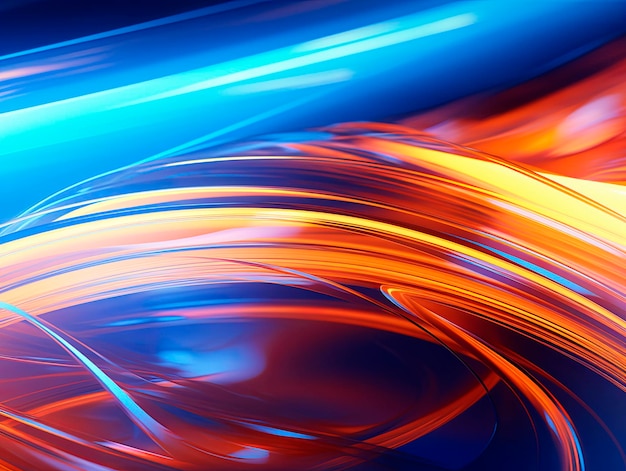 Abstrakter Hintergrund mit glatten Linien in den Farben Blau, Orange und Rot. Generative KI