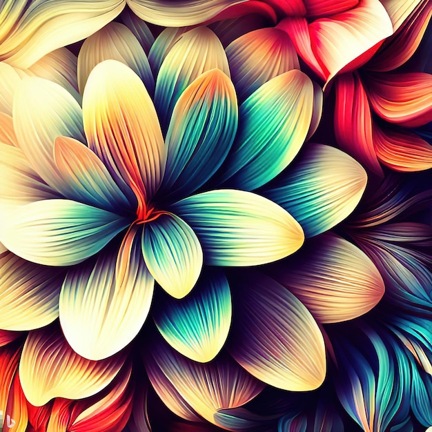 Abstrakter Hintergrund mit leuchtend bunten Blumen als Hintergrundbild Ai generiert