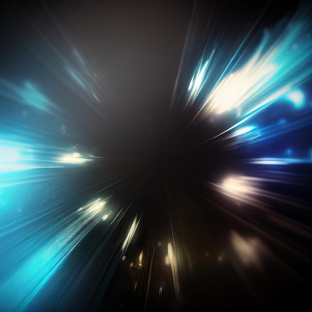 Abstrakter Hintergrund mit leuchtenden Strahlen auf schwarzem Hintergrund Generative KI