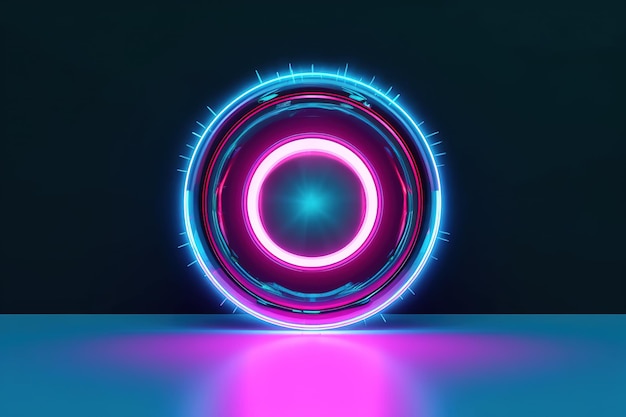 Abstrakter Hintergrund mit Neonkreisen Abstrakter Hintergrund rundes Portal rosa blau