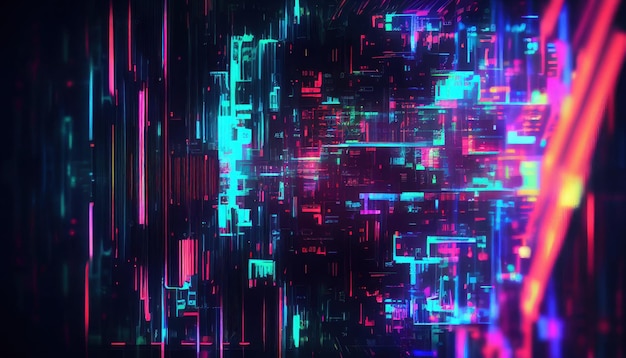 Abstrakter Hintergrund mit Neonlicht im Cyberpunk-Stil von Generative AI