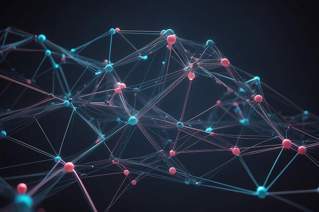 Abstrakter Hintergrund mit verbindenden Punkten und Linien Netzwerkverbindungsstruktur Plexus-Effekt 3D-Rendering