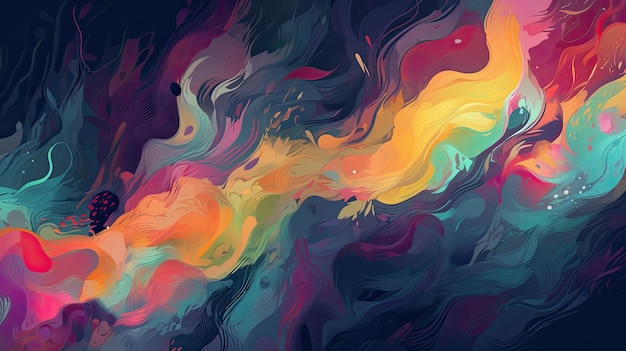 Abstrakter Hintergrund mit wirbelnden Farbstrichen und lebendigen Farben