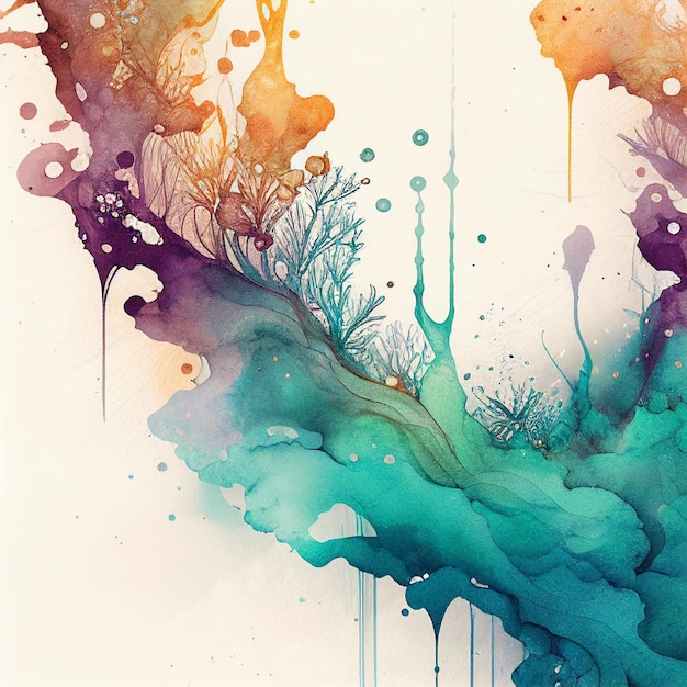 Abstrakter Hintergrund spritzte Farbflecken malen Aquarell Generative AI