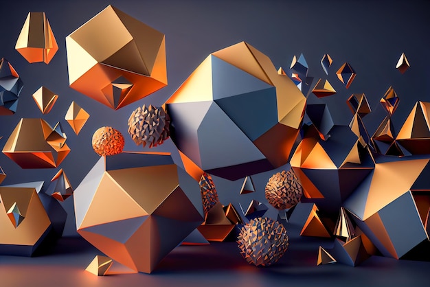 Abstrakter Hintergrund von 3D-Formen Generative KI