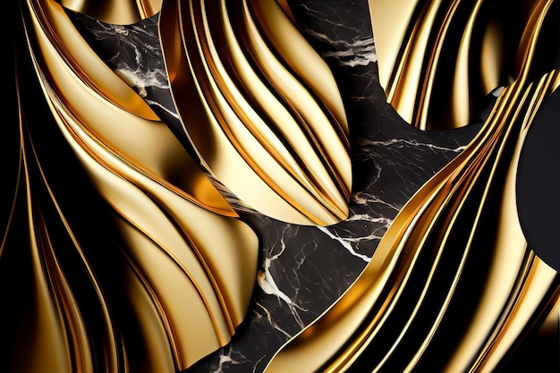 Abstrakter Hintergrund von 3D-goldenen Linien Generative KI