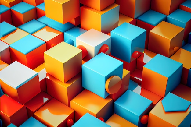 Abstrakter Hintergrund von 3D-Würfeln Generative AI