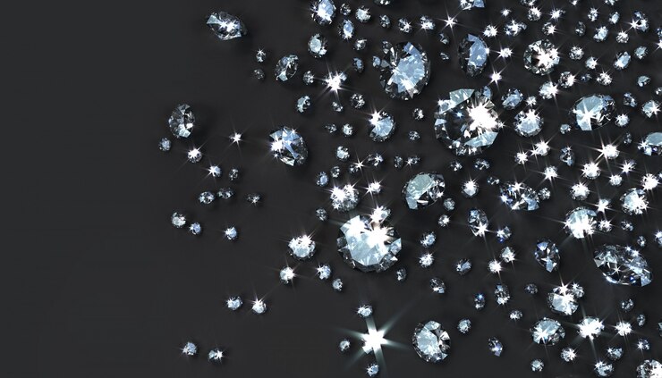 Abstrakter Hintergrund von zerstreuten Diamanten von verschiedenen Größen