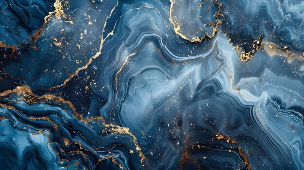 abstrakter Hintergrund weißer blauer Marmor mit goldener Glitzer Adern Stein Textur